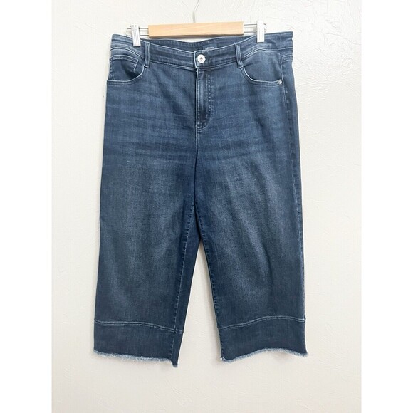 J Jill Jeans Women Size 14 High Rise Full Leg Crop Wide Leg Released Raw Hem - Picture 2 of 8